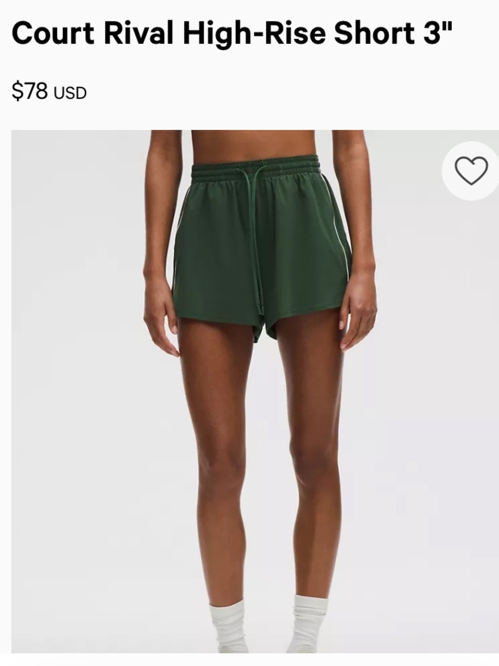 Lululemon Court  Rival High-Rise Short 3" - Size 12